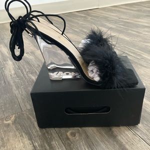 Tie Up Glass Wedge Heels